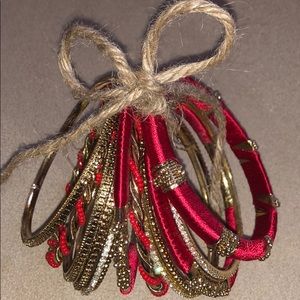 ❤️ Armrita Singh Gold/Red/Silk Bracelet Set ❤️